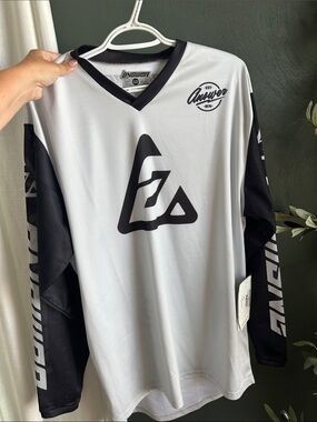 Men's Long-Sleeve Dirtbike Jersey - White/Black